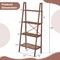 Rustic 4-Tier Walnut Wicker Bookshelf with Ladder Style Storage for Home and Office